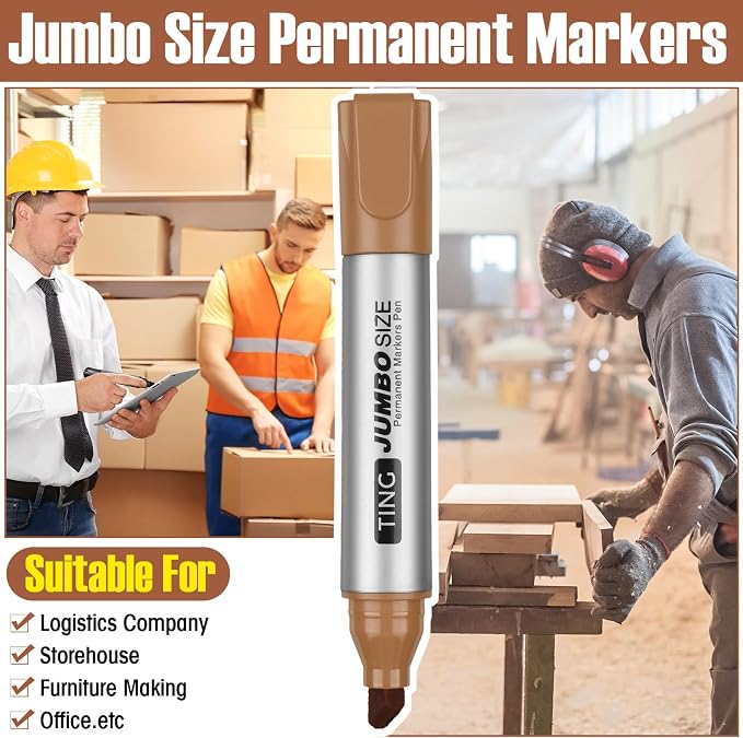 Fuutreo 10 Pack Jumbo Permanent Markers Bulk Large Chisel Tip Permanent Markers - Image 6