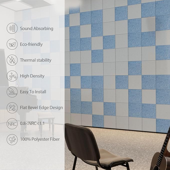 Amantech 12 Pack Acoustic Panels Self Adhesive Sound Proof Foam, High Density - Image 5