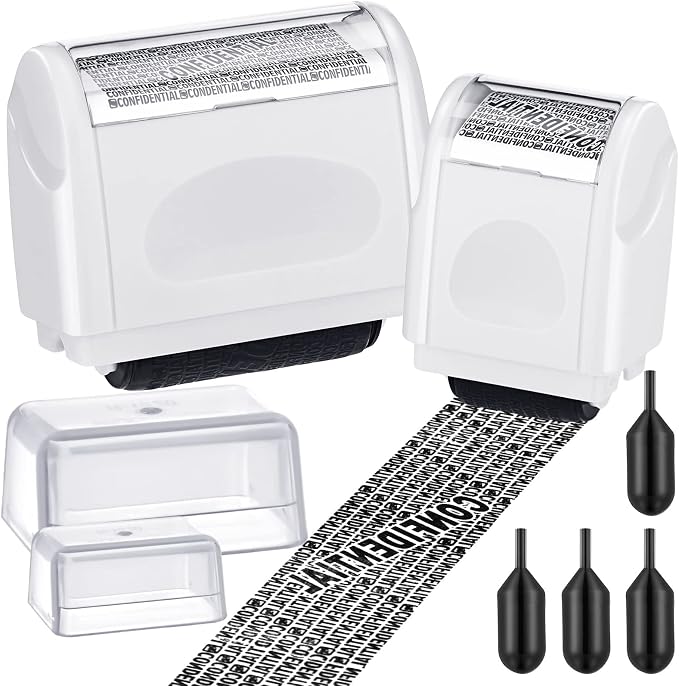 Nezyo 2 Pack Identity Protection Roller Stamp Identity Theft, Confidential by Nezyo
