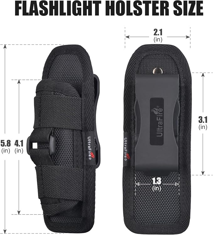 ULTRAFIRE Tactical Flashlight Holster Pouch, 360 Degree Adjustable Police Duty - Image 6