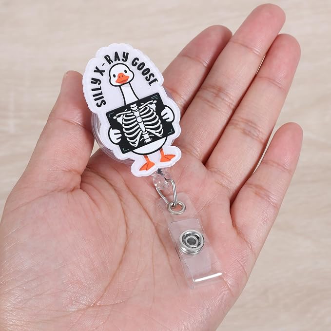 Funny Silly X-Ray Goose Nurse Badge Reel, Cute Animal Retractable ID Card Badge - Image 4