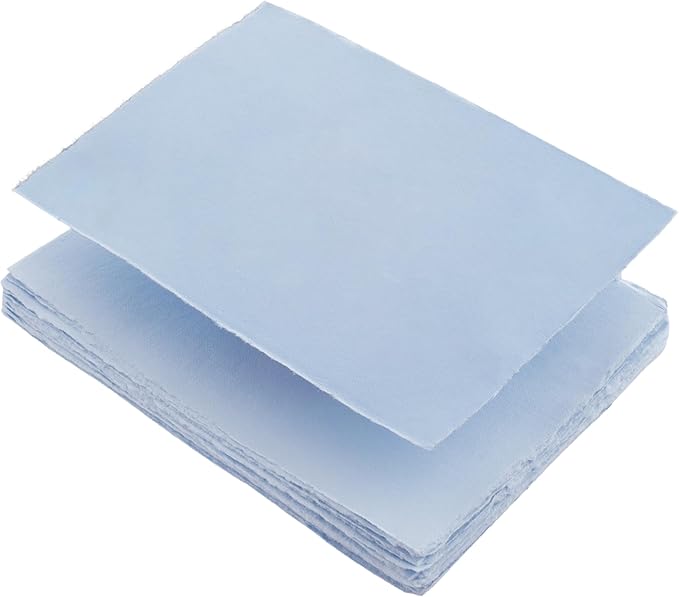 Wanderings 50 Pack Blue A6 Handmade Deckled Edge Cotton Paper by Wanderings