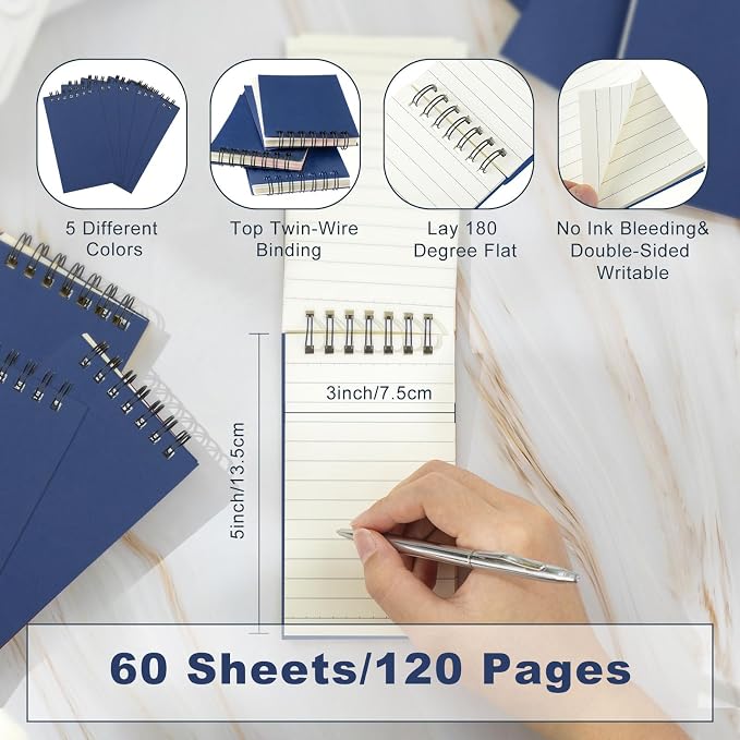 Tenceur 54 Pcs Pocket Notebook Bulk Small 3x5 Inch Spiral Notepads Mini Top - Image 2