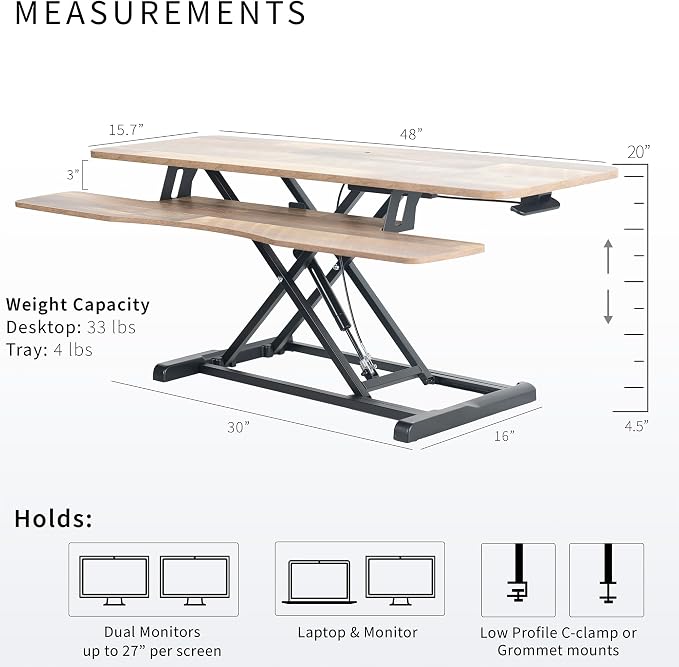 VIVO 42 inch Desk Converter, K Series, Height Adjustable Sit to Stand Riser - Image 3