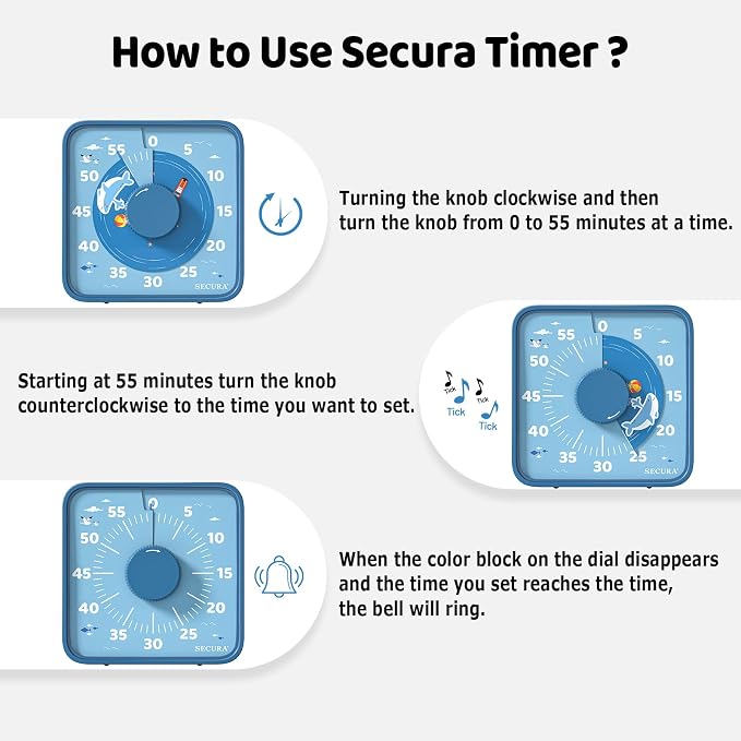 Secura 7.5-Inch Animal Pattern Visual Timer - Image 3