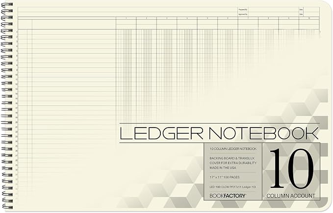 BookFactory Accounting Ledger Notebook/Large 10 Column Accounting Ledger by BookFactory