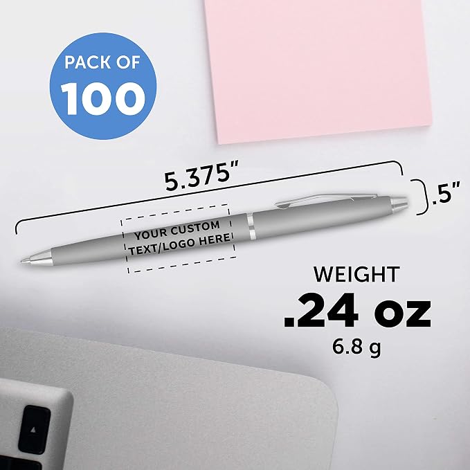 DISCOUNT PROMOS Custom Langham Ballpoint Pens Set of 100, Personalized Bulk Pack - Image 5