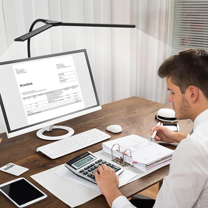 Hensam Desk Lamp for Home Office, Double Head Desk Light - Image 8