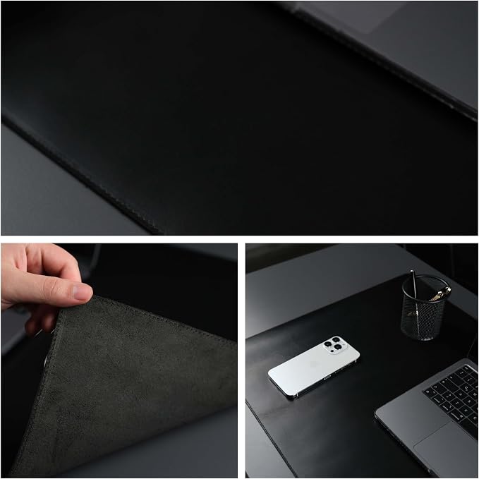 TORONATA Jersey Genuine Calfskin Leather Desk Pad, Office Desk Mat - Image 6