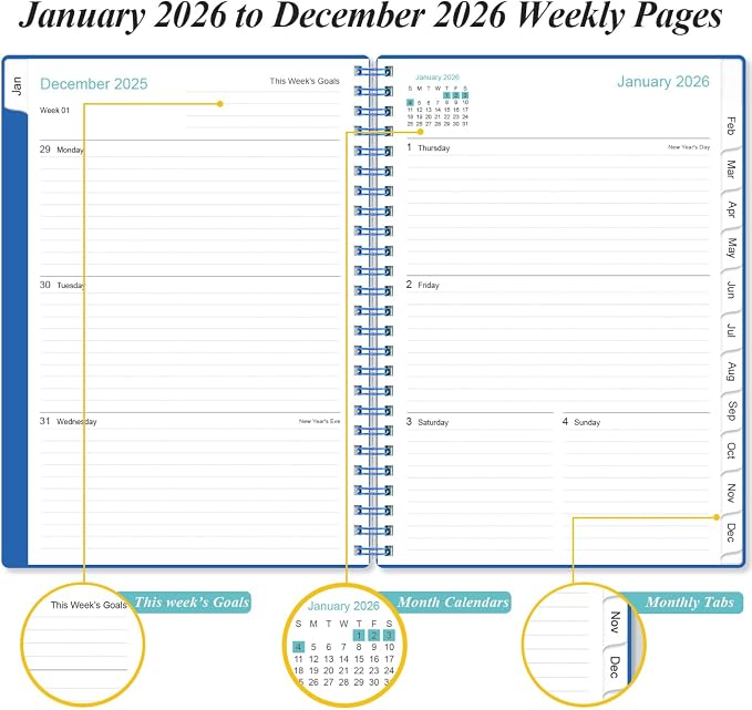 2026 Planner - Planner 2026 from January 2026 - December 2026, Weekly & Monthly - Image 3