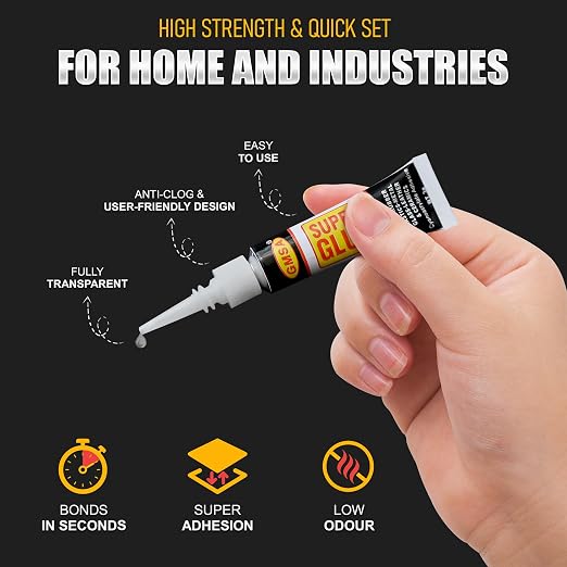 GMSA 4 Pack Super Glue All Purpose, Fastest & Toughest Adhesive 3g Instant - Image 3