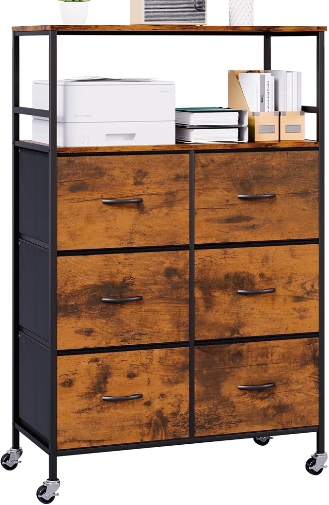 DreamDashio 51" H Tall Mobile File Cabinet, Rolling Printer Stand by Dreamdashio