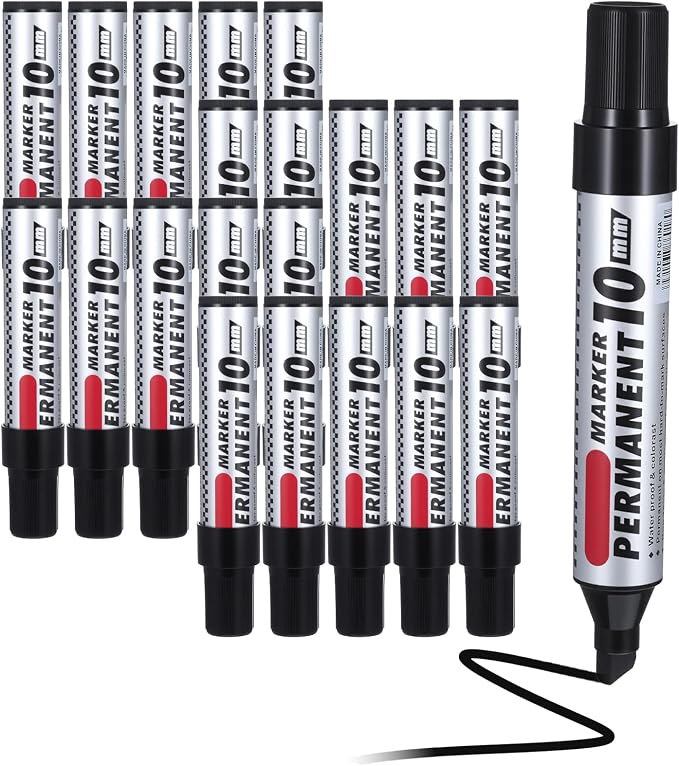 AojSup 20 Pack Jumbo Size Permanent Markers Bulk Permanent Markers Set Chisel by AojSup