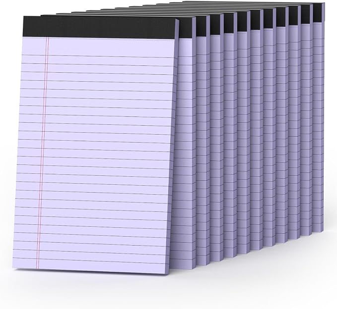 360 Sheets Purple Note Pads 5" x 8" Pack of 12 Small Legal Pads College Ruled by Nichela