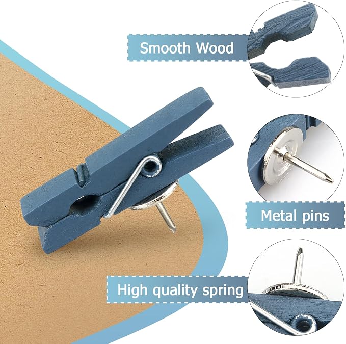 JOANCÉE 50 PCS Wooden Clips Colorful Push Pins Tacks - Image 4