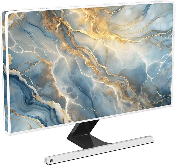 Baocicco Gold Blue Waterproof Computer Monitor Dust Cover 22, 25 Inch Modern by Baocicco