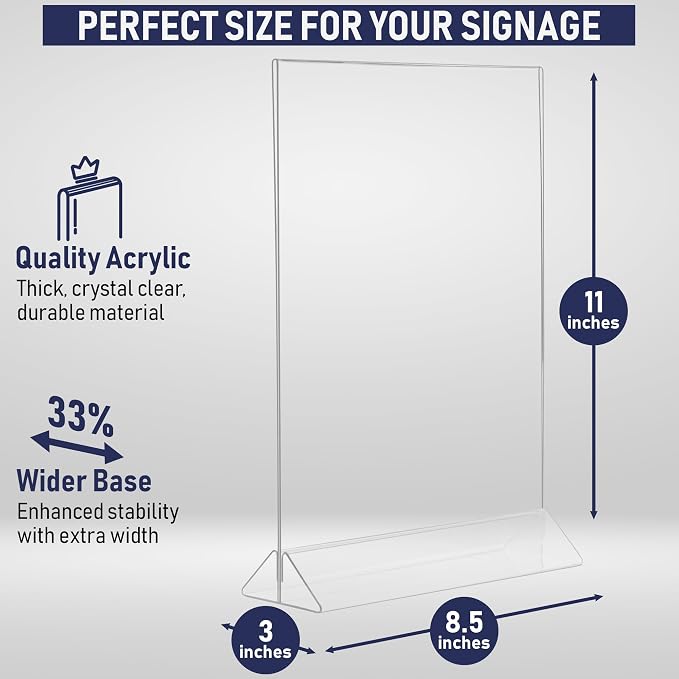 Acrylic Sign Holder 8.5 x 11, T-Shape Menu Holder - Image 2
