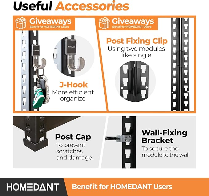 HOMEDANT 28" W 5 Tier Heavy Duty Garage Shelving Adjustable Metal Rack Storage - Image 6