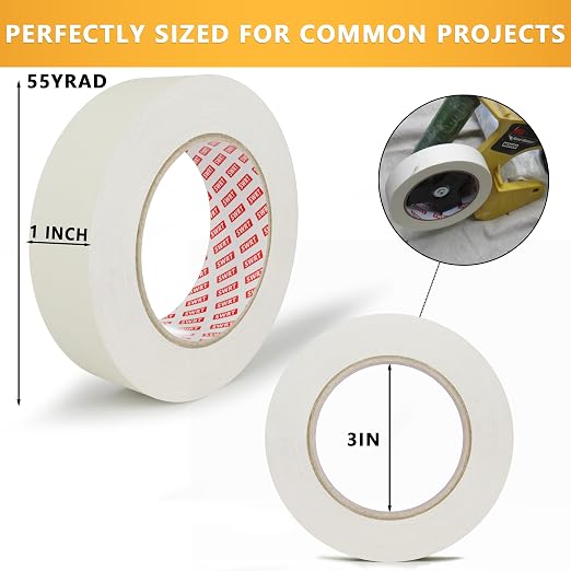 SWRT Masking Tape 1 Inch x 55 Yards x 12 Rolls, Bulk Adhesive Painting Tape - Image 2