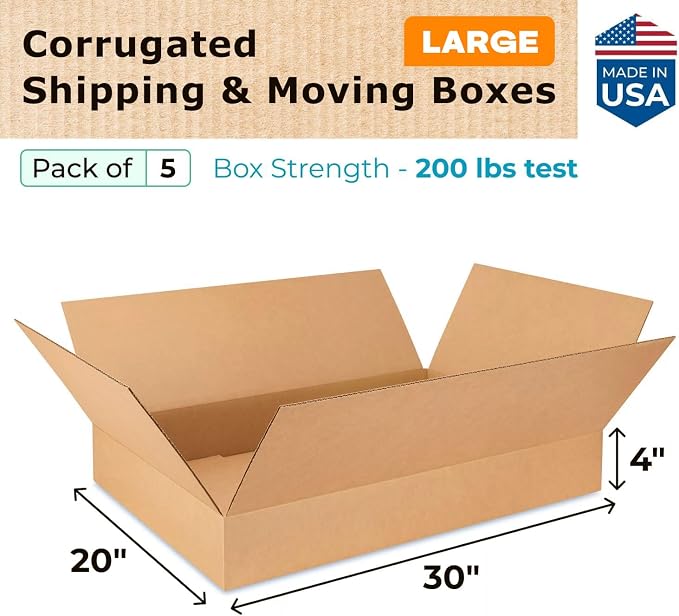 Large Shipping & Moving Boxes 30 x 20 x 4 inches - Image 2