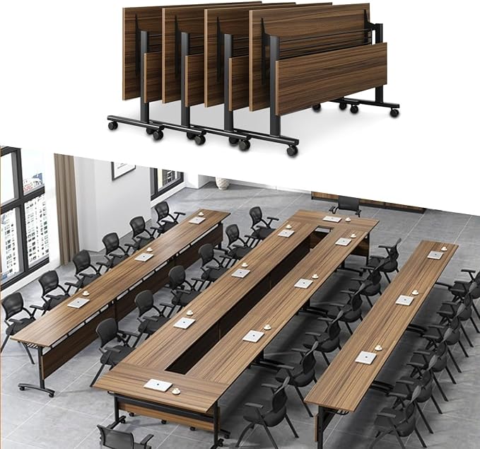 Folding Conference Table, Foldable Office Conference Room Tables, Rolling by Unknown