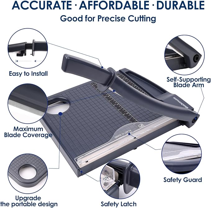Paper Cutter, Paper Trimmer12" Cutting Length Heavy Duty Guillotine Paper Slicer - Image 3