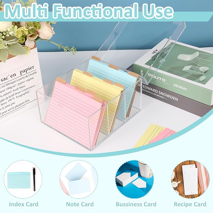 4x6 Index Card Holder Acrylic Index Card Organizer Clear Index Card Box Flash - Image 5