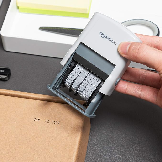 Amazon Basics Self-Inking Date Stamp, Rectangular, 2.56" x 1.69" x 4.13" - Image 6