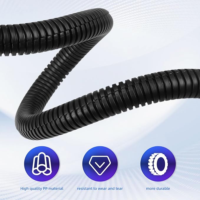 Split Wire Loom Tubing, 25 ft Cord Protectors from Pets No Chew, Flexible Wire - Image 4