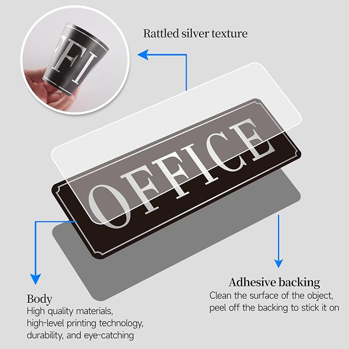 The Office Door Sign for Home and Business，Self-Adhesive Waterproof and - Image 2
