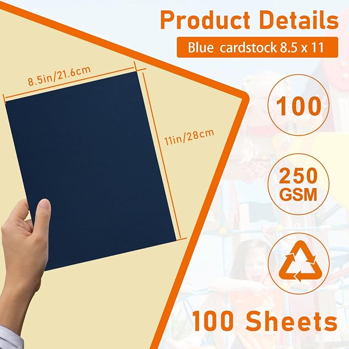 100 Sheets Navy Blue Cardstock 8.5 x 11 Certificate Paper, 92lb Premium Craft - Image 2