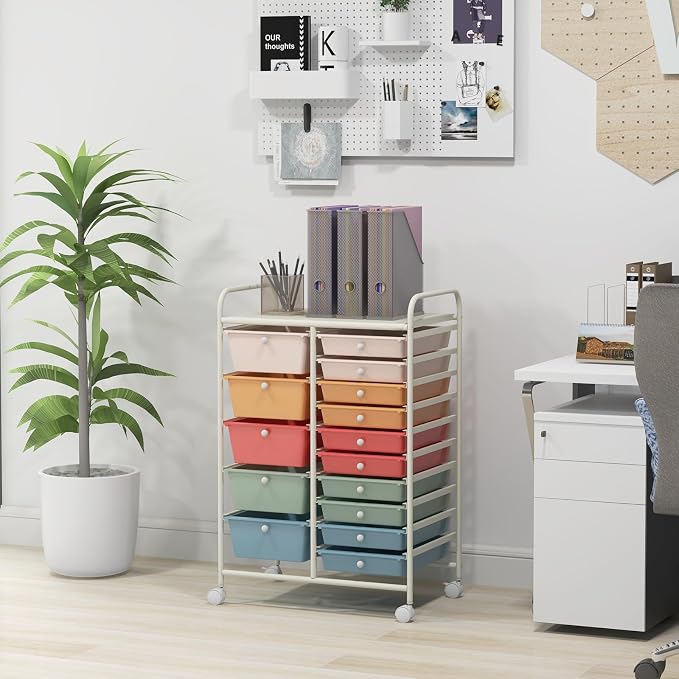 HAPPYGRILL 15-Drawer Rolling Cart, Storage Carts - Image 2