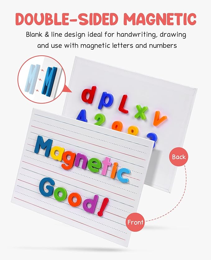 GAMENOTE White Board Dry Erase, Small Magnetic Lined White Board Set, Double - Image 2