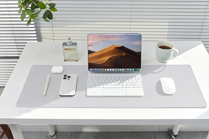 ALOANES Silvery Waterproof Desk Mat, Large Mouse Pad - Image 6