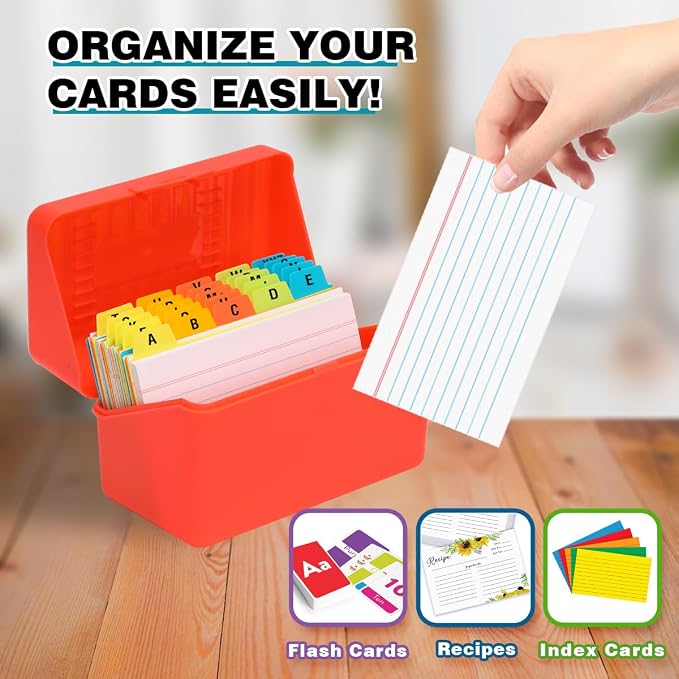 H4D 3x5 Index Card Holder with 100 Heavyweight Ruled Index Cards and 25 Plastic - Image 6