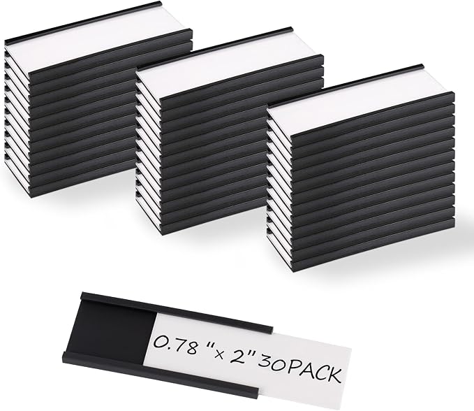 Realth C Channel Magnetic Label Holders 30 Pack 0.78" x 2" by Realth