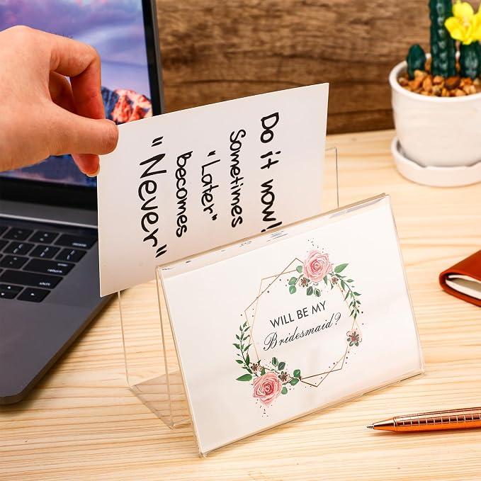 Crtiin 3 Pcs Clear Acrylic Postcard Holder Business Card Holder Greeting Card - Image 3