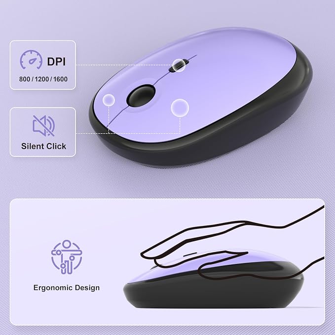 MOFII Wireless Keyboard and Mouse Combo, Full Size 2.4G Retro Round Computer - Image 6