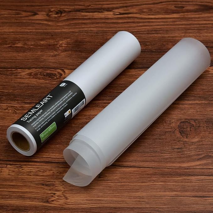 SEMLEART Trace Paper roll 10inchs x 25 Yard, 32lb/50gsm, Translucent White - Image 6