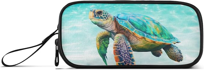 BOENLE Sea Turtle Teal Pencil Case Box Boys Girls Large Pencil Pouch - Image 8