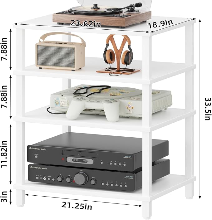 LELELINKY 4-Tier AV Media Player Stand, Stereo Stand, Modern Audio Shelf - Image 3