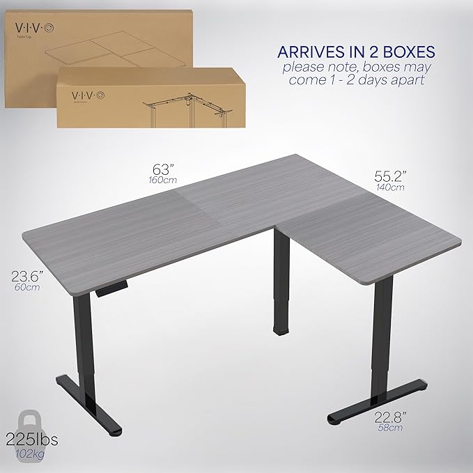 VIVO Electric Corner 63 x 55 inch L-Shaped Standing Desk, Memory Height - Image 6