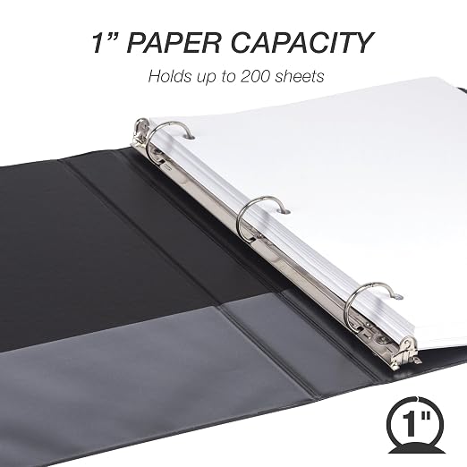 Samsill 1 Inch 3 Ring Binder, Made in USA, Economy Round Ring, 200 Sheet - Image 3