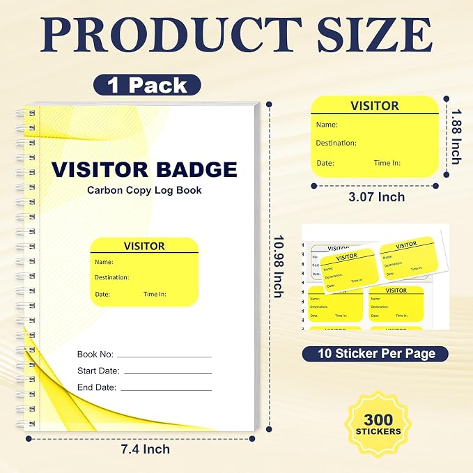 300 Visitor Badges Stickers Visitor Log Book - Image 2