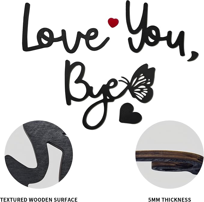 Love You Bye Wood Sign with Butterfly Home Decor Boho Decor Wall Decor Express - Image 5