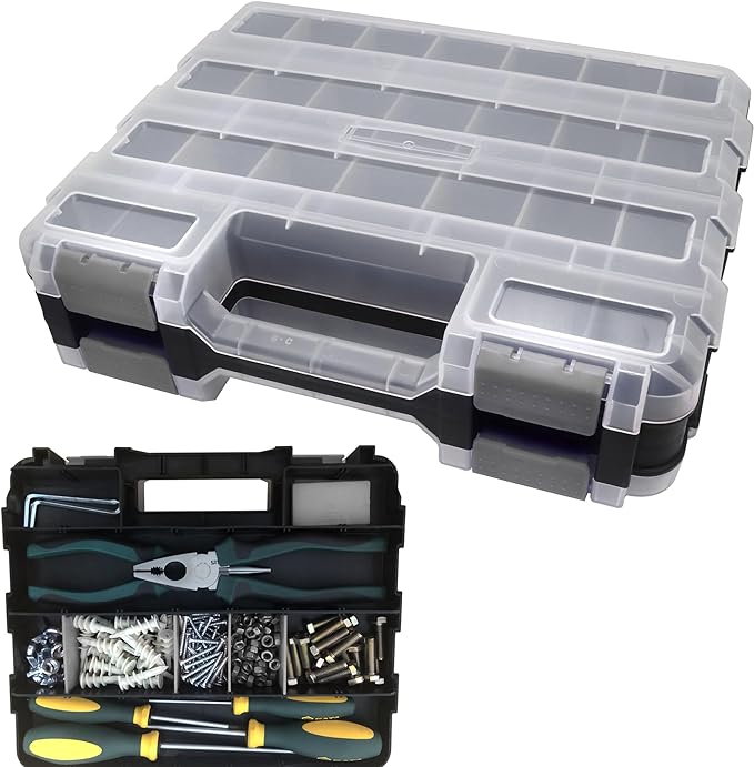 Double Side Tool Box Organizer, Hardware Storage Box, Portable Small Parts by BUSY-CORNER