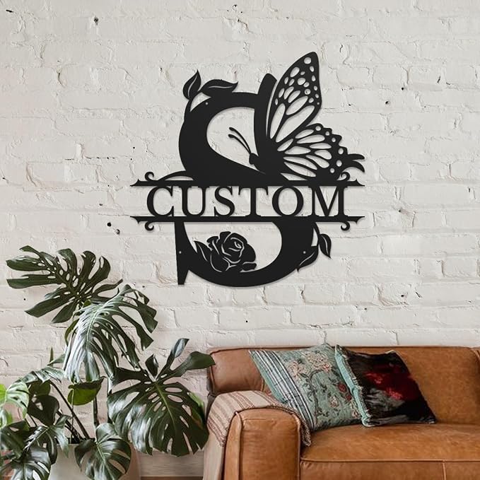 Personalized Custom Letter Name metal Signs, Custom Black Letter Monogram Wall - Image 3