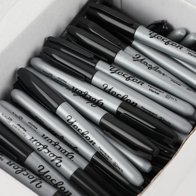 Yocfon Permanent Markers Bulk, Fine Tip, Waterproof Markers, Works On Plastic - Image 7