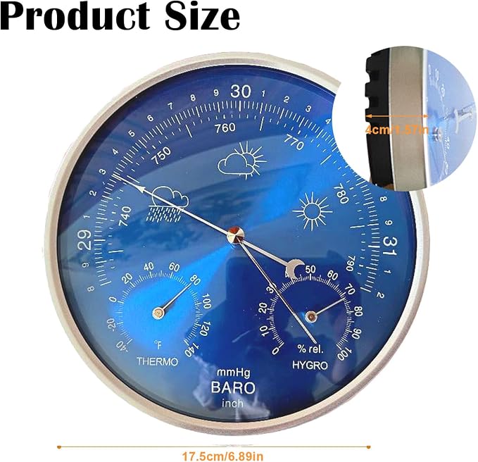 3 in 1 Barometer for Weather Station, Wall Hanging Thermometer All-Season - Image 3