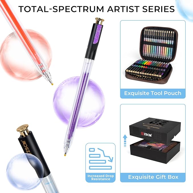 ZSCM Retractable Gel Pen For Adult Coloring, 100 Colors Large Capacity - Image 5